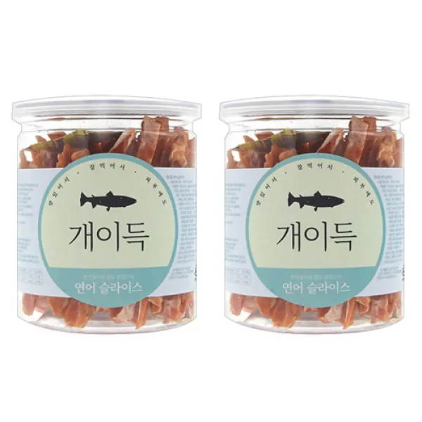 개이득 천연콜라겐 강아지간식200g 2개입 연어슬라이스맛