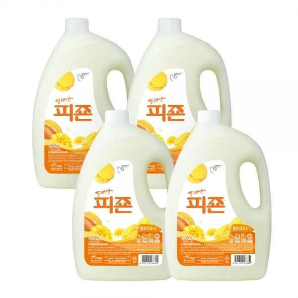 피죤 레귤러 섬유유연제 옐로미모사 본품, 3100ml, 4개