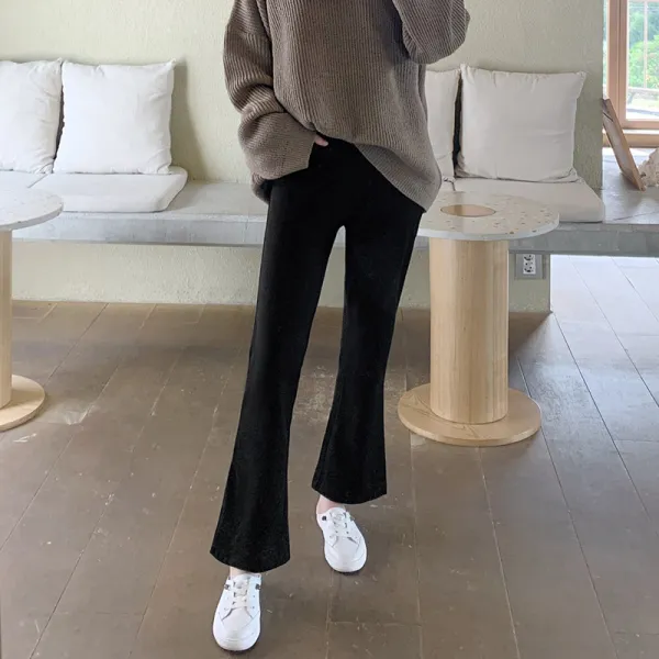 오키진 여성 양옆 슬릿 분또 밴딩 부츠컷 팬츠