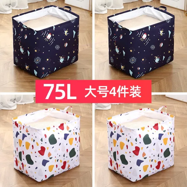 제롬 방수포보관 방습 대용량 수납가방 자 방지 곰팡내복 면이불 이사부크루즈 포장 가정용 정리 주머니, 이사집안테리어 -폴딩 /거능 룩/ 먼, 75L 큰사이즈 라지 4건 룩 별이총