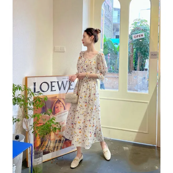 Mar.23 78번 스커트삼계첫사랑키작은꽃치마옆넥쉬폰나염원피스봄옷신상여z