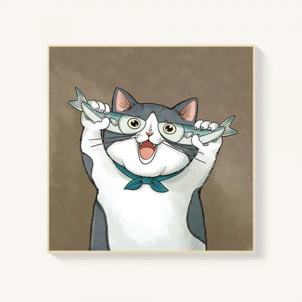 귀여운 고양이 그림 액자 거실 현관 인테리어 소품 프레임 카페 벽 걸이 프레임 사이즈 별 모음, 브라운 프레임(3센티 두께)