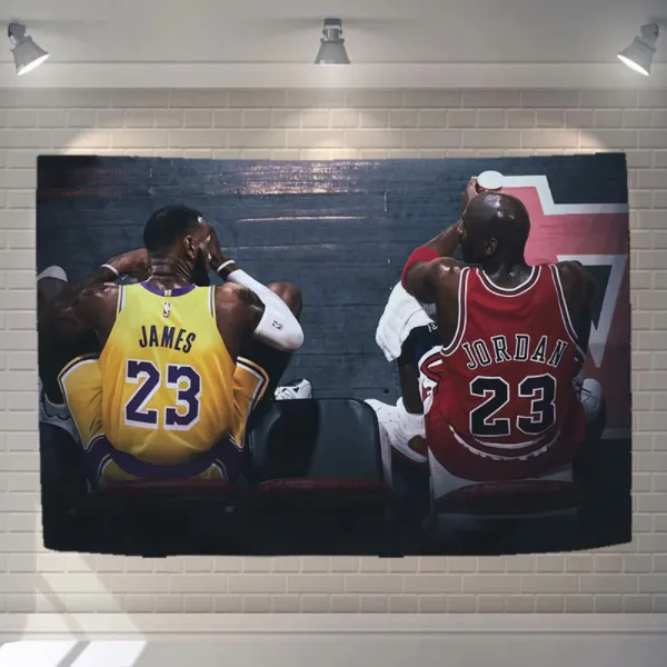 NBA 침실 거실 다용도 인테리어 포스터 현수막 마이클조던 커비 커리 패브릭포스터 벽장식 커튼, 조던 제임스