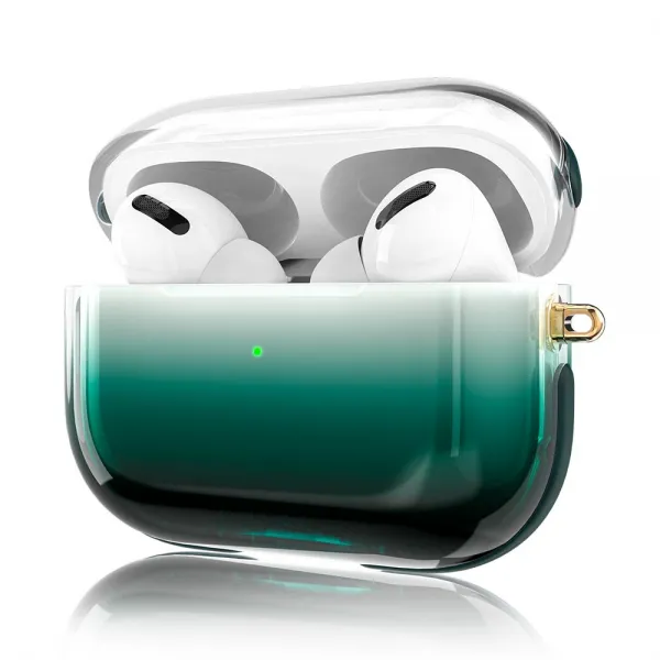 이어폰솜 kingxbar시리즈 투명한 점차변화 AirPodspro사과 3대 무선블루투스 보호 이어폰케이스, 기본, T02-복권이 나오다 점차변화 그린 Airpods Pro