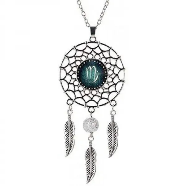 볼츠 미니 조디악 처녀 자리 기호 꿈 캐처 자동차 매력 리어 뷰 미러 액세서리 Boho 매달려 깃털 술 구