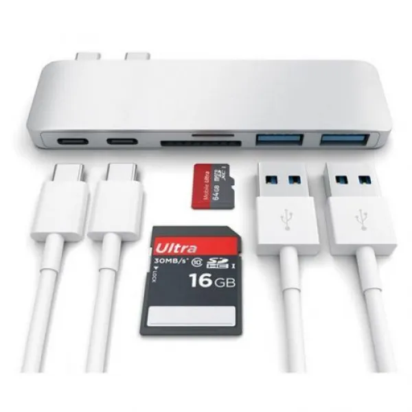  해외 Doitop 듀얼 타입 C 허브 Macbook Pro 다국적 Usb 3.0 허브4 K Hdmi 컨버터 Sdtf 카드 리더기 Pd 충전 포함 은