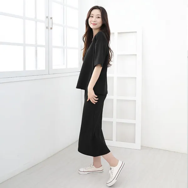 (여성빅사이즈)(당일발송)set베이직V넥+트임스커트 (셋트상품)(에브리올)