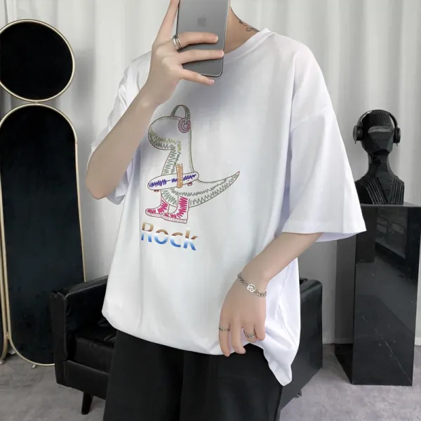 코리스 코튼반팔티셔츠 아구 여름 순 옷 돌림병 남자 플라워 프린트 와이드 루즈핏 연달아 선생님 상의