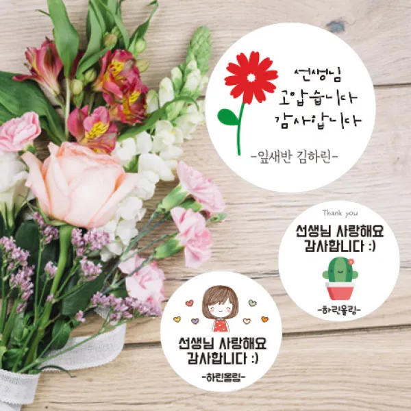 린블리샵 [2시이전-당일출고]스승의날스티커/선생님스티커/감사스티커/이름스티커, 스승의날선생님07, 12개(63mm)