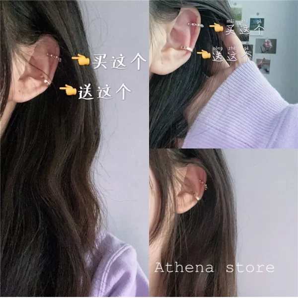 보라색 상헌 달팽이관이다 겹 클리터 극A 스톤 B린스노랑 GB G스타일리쉬 스윗 무이어 클립귀걸이