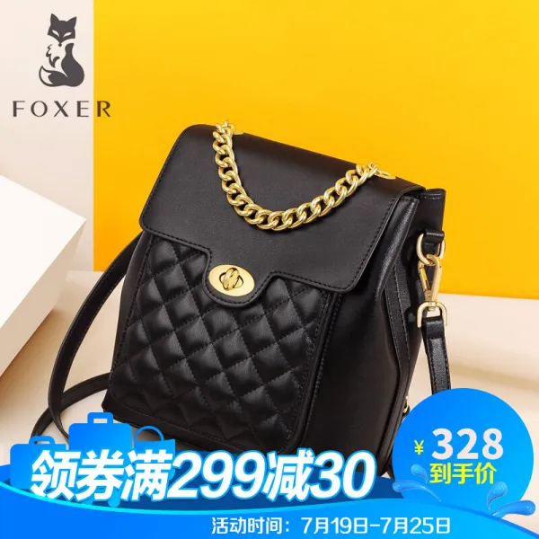 골든 여우 (FOXER) 소프트 백팩녀 2019 가방 패션 소가죽 대용량 여행백팩 미니 진피백 블랙 JD9001060POP41F1