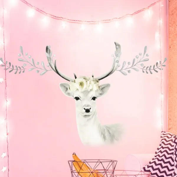 캐릭터 Ins 핑크 애니메이션 프린세스 시트지 벽 장식 소녀마음 침실 접착 3d 입체 인싸템 여자 방 15 .담색 노루