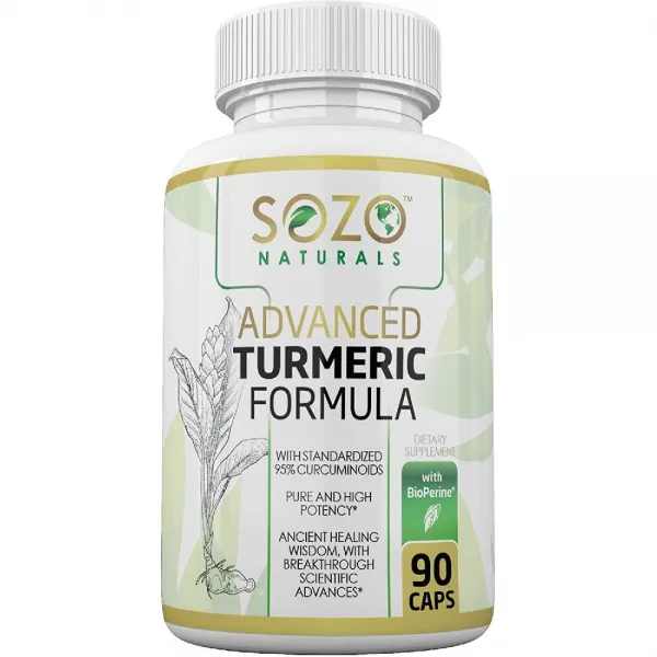 SOZO Naturals 소조 내추럴 어드밴스 강황 포뮬라 바이오페린 함유 90캡슐, 1개, 1