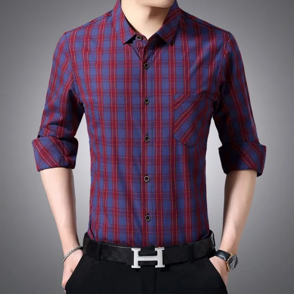 심쿵직구 남성 데이트 스타일 어텀 슬림핏 체크 남방 셔츠