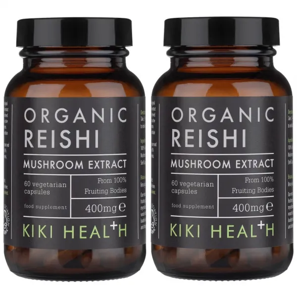 KIKI Health Organic Reishi 키키헬스 유기농 영지버섯 추출 60캡슐 x 2팩, -