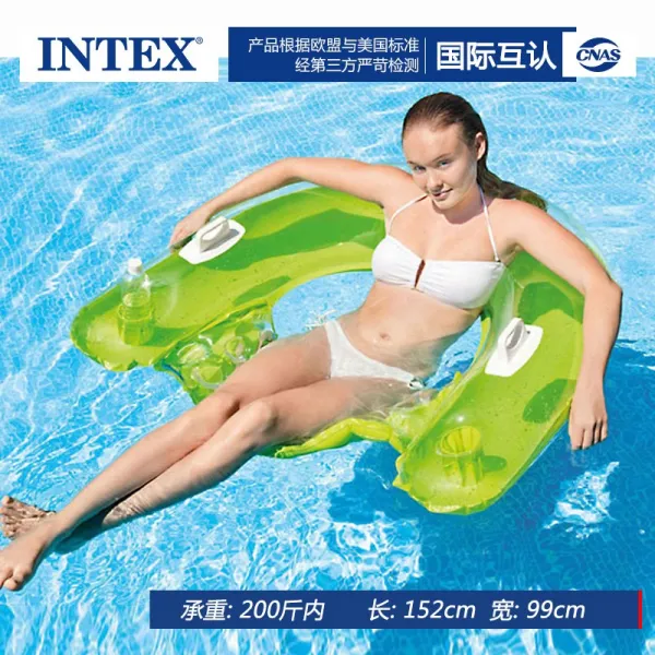 INTEX 수영 권 공기주입 서핑보드 겉치레 엎드리다 침대 해변 젓기 수판, 앉다 의자 타입 손잡이를 달다 -그린