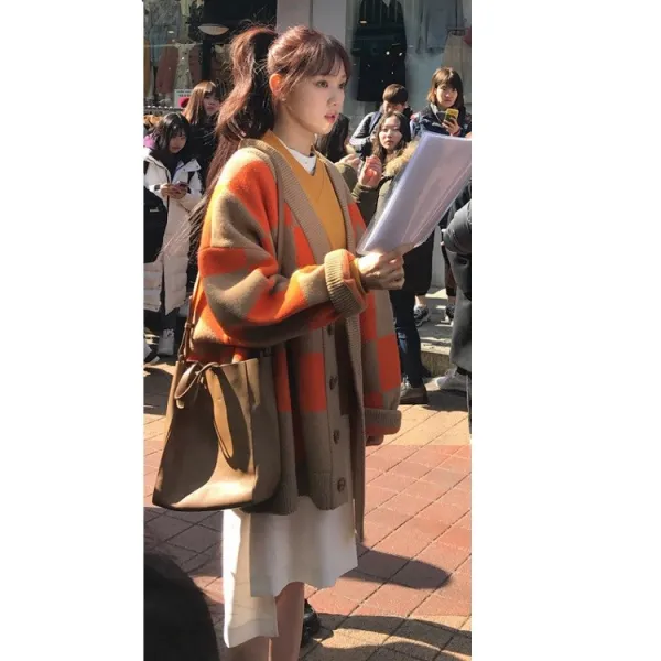 가을겨울에 입기좋은 체크무늬 롱 카디건