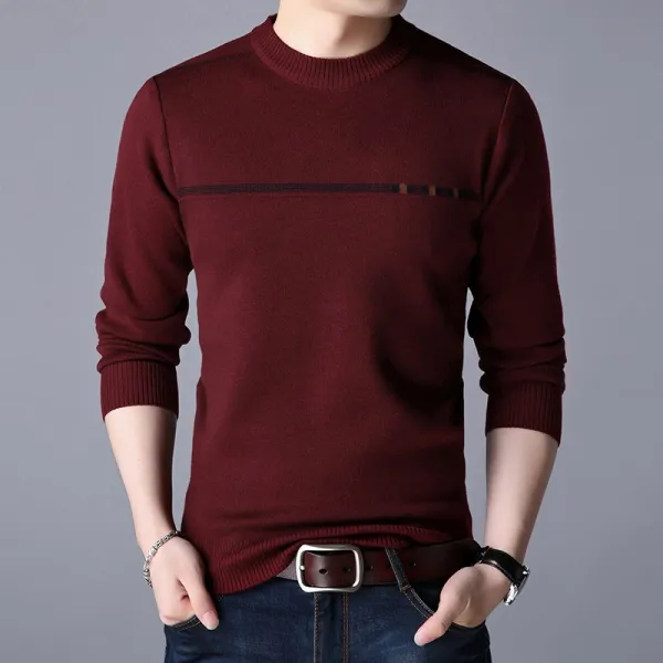 라운드넥 남자 청년 풀오버 겨울 가을 계절 두꺼운 이너 누런색 중년 셰니어 반팔셔츠