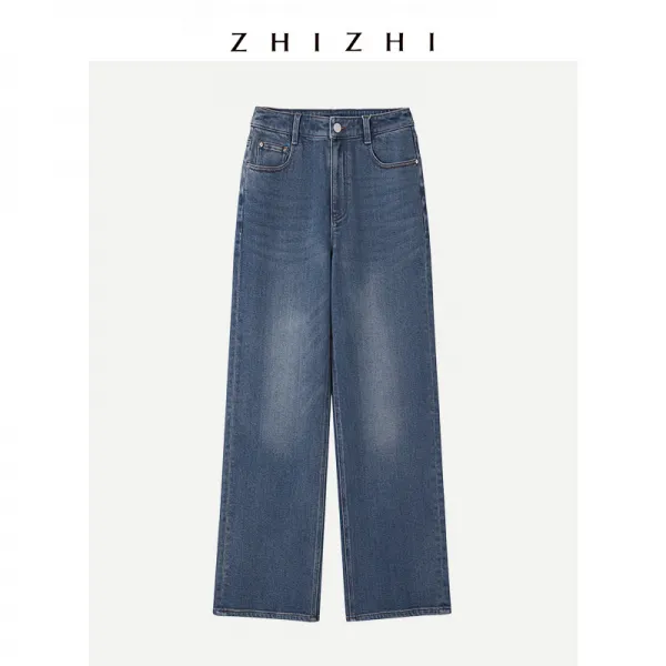 일자핏스키니 ZHIZHI 자나무 아직 모시다 스트레이트진 여성 겨울 가을 와이드 루즈핏 클래식 블루 2882674985