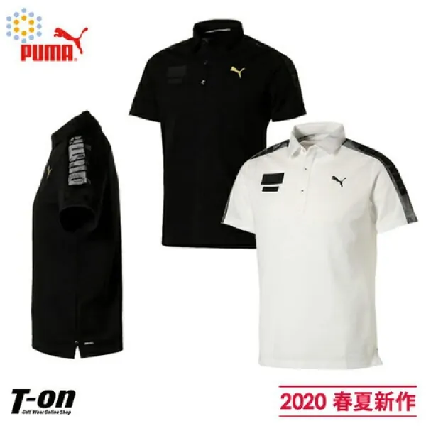 푸마푸마 골프 PUMAPUMA GOLF　일본 정규품 일본 규격 맨즈 폴로 셔츠 반소매흡 수속 건사슴의 새끼 소재, M(M)