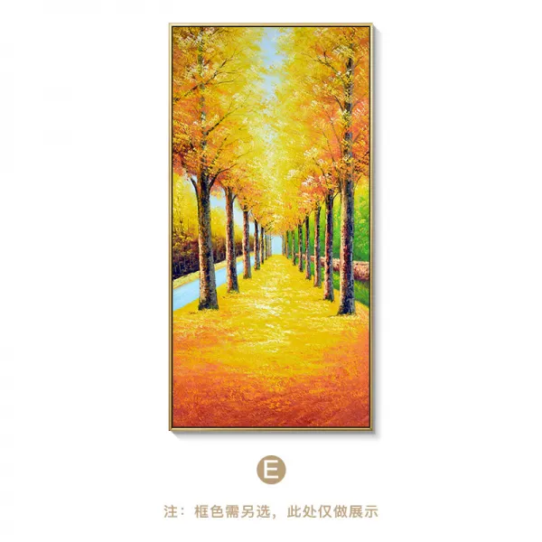 황금 도처에 은행나무 풍경화 인테리림 대단히 부유함 입주 현관화 통로 그림을 걸다 벽화 뮤럴, 골드알루미늄테두리_도자기정유황금큰길E<황금큰길>