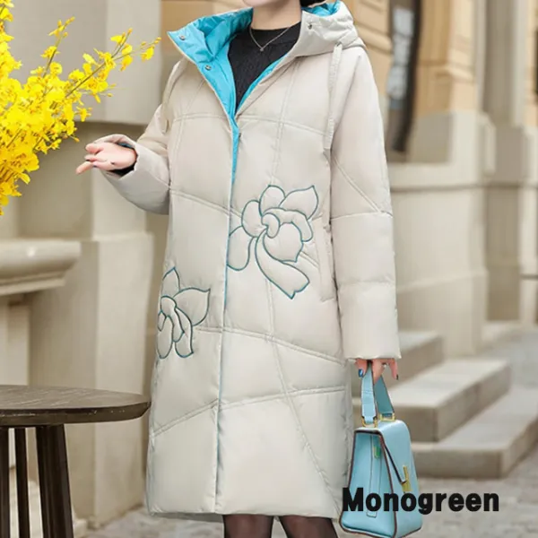 모노그린 플라워 고퀄리티 후드 패딩 누빔 겨울 자켓 아우터 여성 빅사이즈 2cbrl52