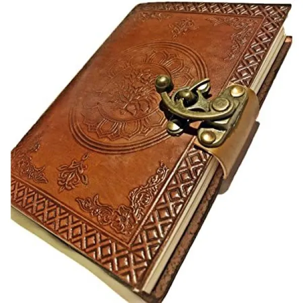 가죽 마구 여행 저널 핸드 메이드 빈티지 노트북 골동품 부드러운 가죽 7 인치 C 잠금 브라운 남자 One Color_one Size 상세 설명 참조0 상세 설명 참조0