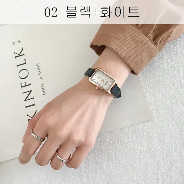 뉴타임즈2 여성가죽시계 시계 여자 장방형모양의 학원 풍삼계 학생 사치성 꼬마 여성 시계 복고적이고 심플한 기질 QH12 A28