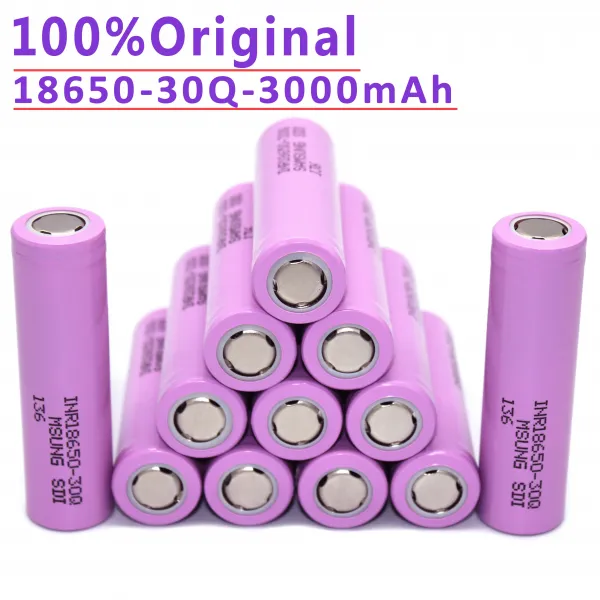 100% 원래 3.7V 3000mAh 삼성 INR 18650 INR18650 30Q 리튬 이온 배터리 방전 20A 충전식 배터리 손전등
