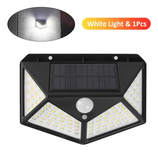 톰샤인 100led 태양 벽 네 발광체 센서 검은색 White Light And 1pcs