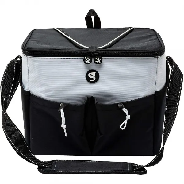 geckobrands 대형 이동식 강경파 토트 쿨러 24 캔 15 병 5 개 포켓 2 네오프렌 보유 빠른 액 White/Black, 상세페이지참조