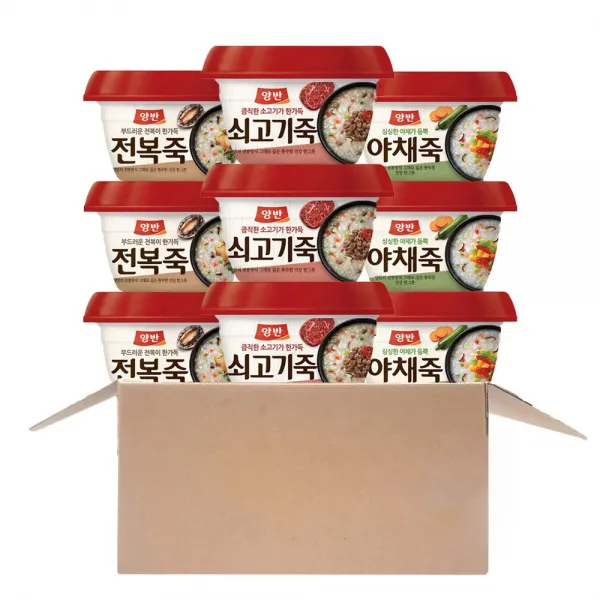 양반 용기죽 쇠고기3입+야채3입+전복3입, 1세트