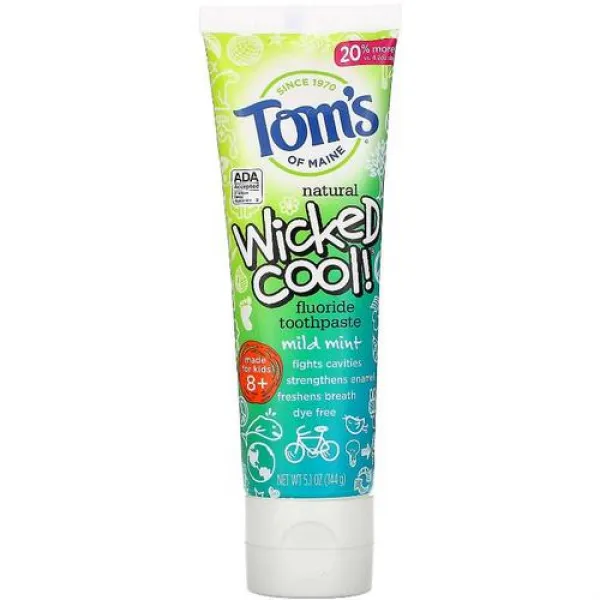 Toms of Maine Wicked Cool! 내츄럴 Fluoride 치약 Kids 8+ 와일드 야생 Mint 5.1 oz (144 g)