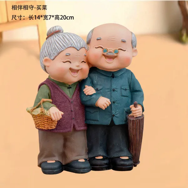 복고장식장 노인 할아버지 할머니 장식품 백년해로 술장 거실 집안용 부부 커플용품 결혼선물, T02-동반-장보기
