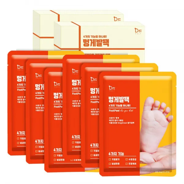 닥터블리 멍게발팩 발 각질 굳은살 제거 풋필링 마스크 풋 케어 뒤꿈치 갈라짐, 2box x 6개입