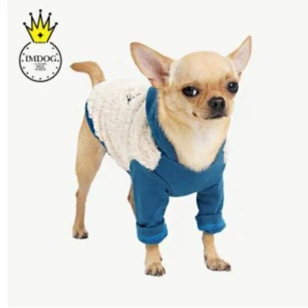 Wda384281 초대박 포인트 후드티셔츠 애견 베이지 블루소매 아이엠독 강아지민소매 강아지옷 야옹이옷 애견옷 Xl