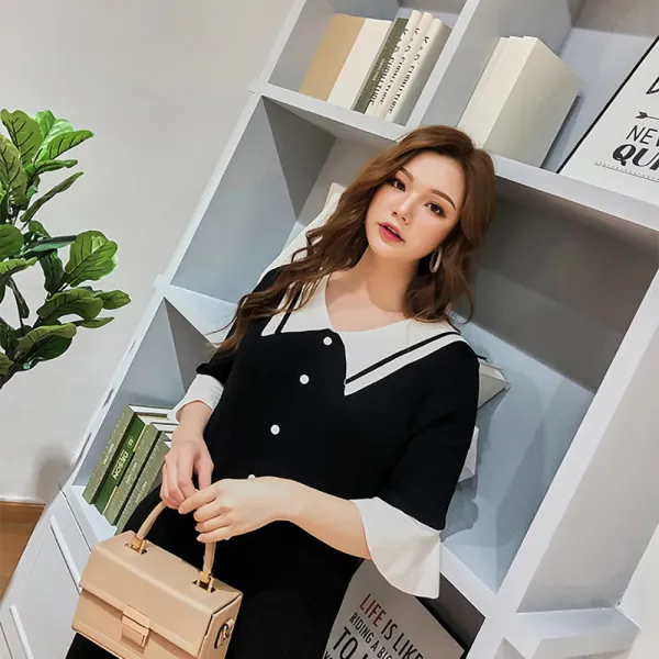  제로의옷장 빅사이즈 니트소매프릴원피스 Bh0606p08