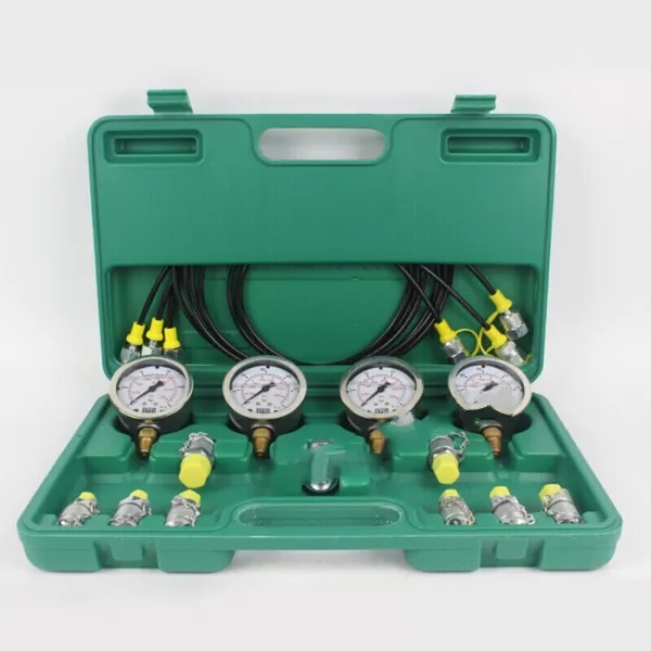 굴착기 유압 오 일 측정 계측 압력 검사 기 정밀 유압 측정 박스 선도 펌프 조합 굴착기 압력계 측정 계량기 건축 현장 압력계 검사 도구 그린 박스 4 표 4 관 9 이 음 