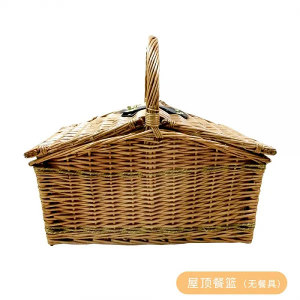 Others 류 취 소풍 바구니 등나무 손 에 들 고 야외 보온 캠핑 음식 수납 2 인 4 유 편 피크닉 박스 뚜껑 지붕 + 방석 상세페이지 참조 상세페이지 참조