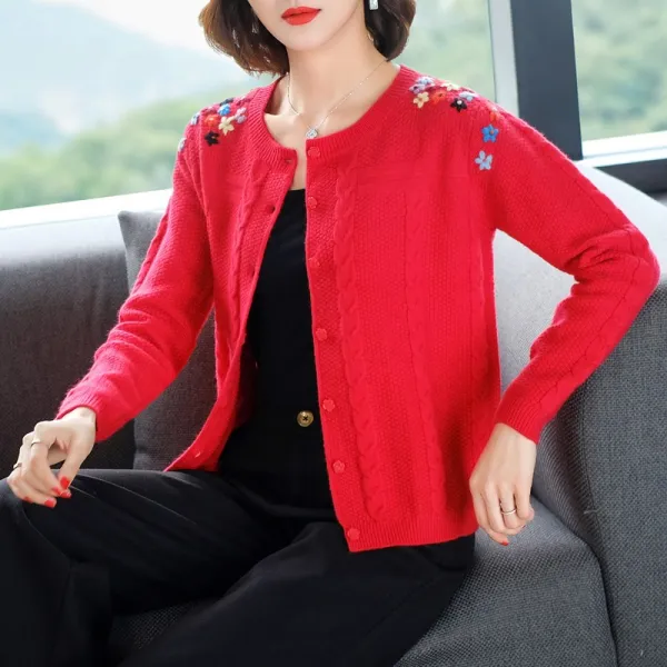 이팔월 여성 숏 래쉬가드 봄버넷 레드 카디건 명원 스몰 향풍 캐주얼 탑