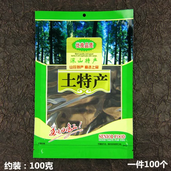 others 100 g 토산품 흑 목이버섯 통용 건어물 포장 봉투 2 량 스낵 선물 밀봉 녹색 심산, 상세페이지 참조