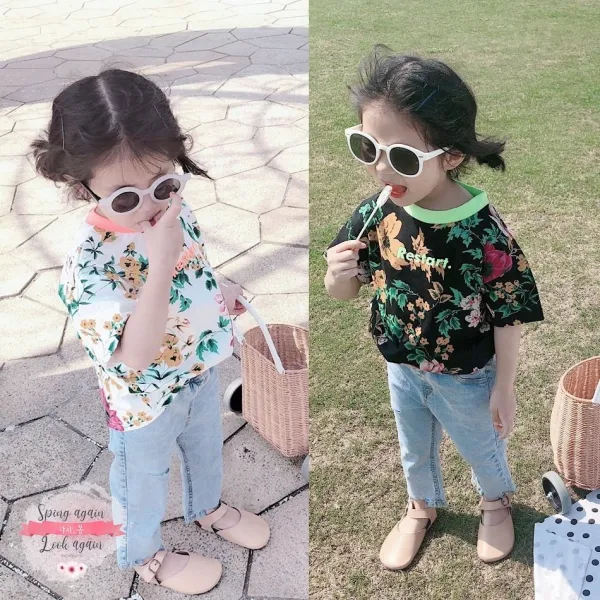 비밀의성 하와이안패턴 데일리 바캉스 여름반팔티