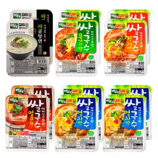 백제 쌀국수 5종 12개입 (멸치맛4 + 파곰탕면2 + 육개장2 + 김치맛2 + 얼큰한맛2), 1세트