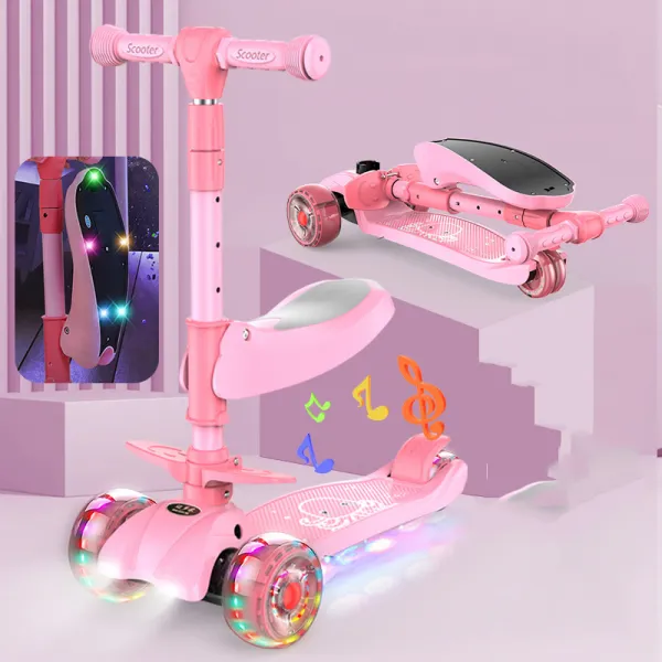 [해외 직송]DALIN 킥보드밀크보드 어린이 삼삼오오 아기 첫발 어린이 페달 소년 소녀 미끄럼 QH06 A17, 03 YH 핑크