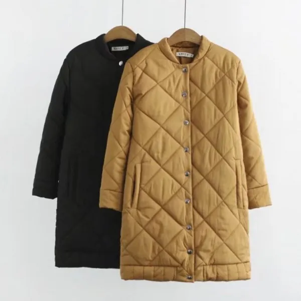 모노그린 노카라 누빔 퀼팅 롱코트 자켓 가디건 여성 빅사이즈 Ttoa148