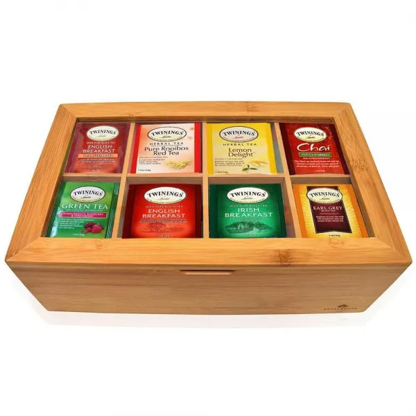미국직구 Tea Twinings 티백 샘플러 모듬 상자-80 개-대나무 선물 상자에 담긴 완벽한 버라이어티 팩-가족 친구 동료를위한 선물-영국식 조식 영국식 오후 녹차 얼, 수량, 상세참조