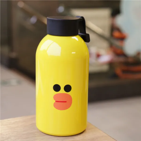 ms 털음망 홍 동형 옐로 덕 텀블러 600ml 대용량 남 여성 학생 물 컵 큐티 카드, 엘로우 650ml운동 단지 11B3