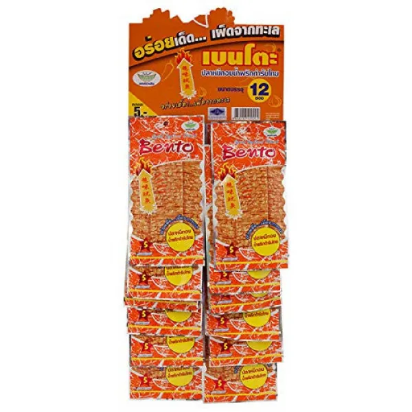 칠리소스 Bento Squid Seafood Snack - Original Thai Chili Sauce Flavoured - Dried Squid Wt. 6g X 12 Bags , 본문참고, 본문참고, 본문참고