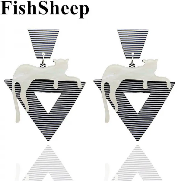 Fishsheep 성명 여성을위한 아크릴 고양이 표범 드롭 귀걸이 2018 패션 동물 스타일 펑크 큰 매달려 귀걸이 파티 쥬얼리