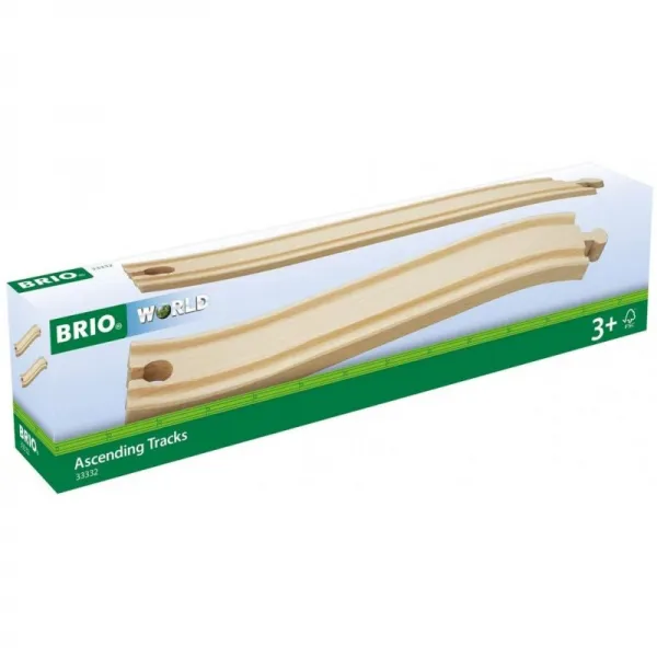 BRIO World-33332 오름차순 트랙 | 3 세 이상 어린이를위한 2 피스 나무 기차 트랙, 단일옵션